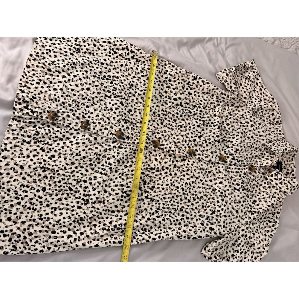 WHO WHAT WEAR XS Button Front Shift Dress Neutral Animal Print 100% Cotton NWOT - Picture 7 of 7